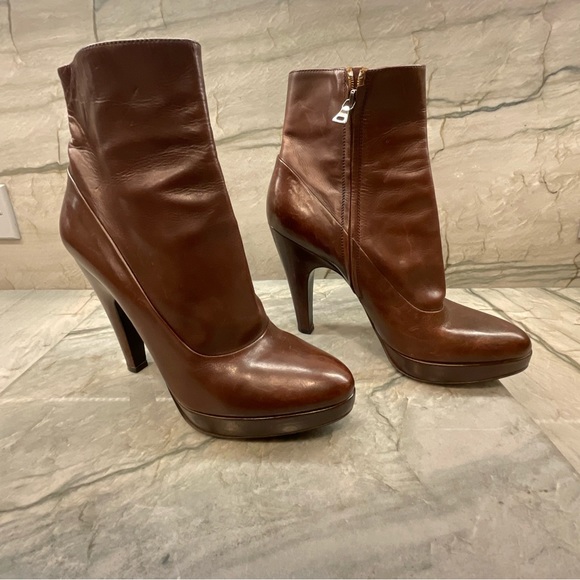 Prada Brown Leather Zip-Up Ankle Boots . Vero Cuoio Made in Italy size 37 1/2 - Picture 15 of 16
